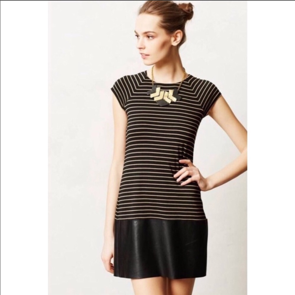 Bailey44 Striped Dress with Leather Skirt